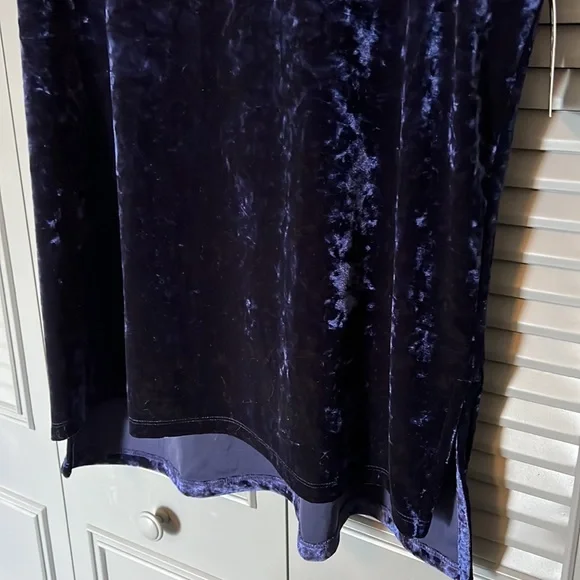 NWT Lord and Taylor : Blue Crushed Velvet Blouse - L - Picture 3 of 9
